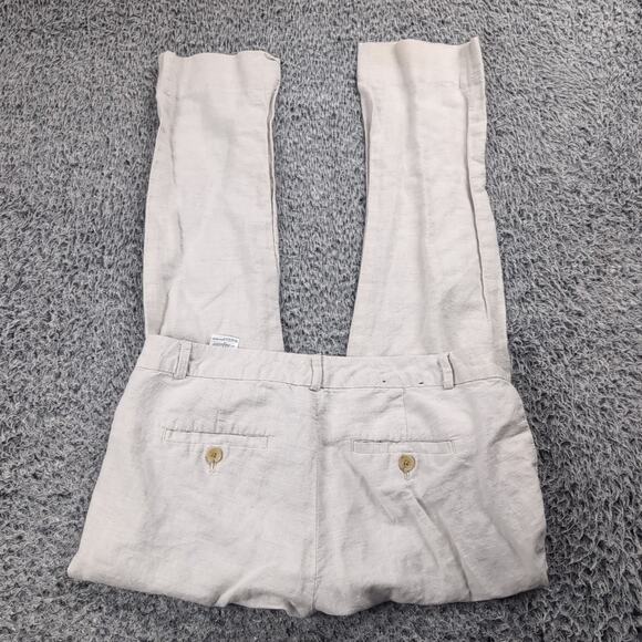 Banana Republic Pants Women 2 Beige Hampton Linen Classiccore Preppy Flat Front - Picture 1 of 10